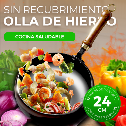 🔥 Sartén Wok Artesanal de Hierro Fundido