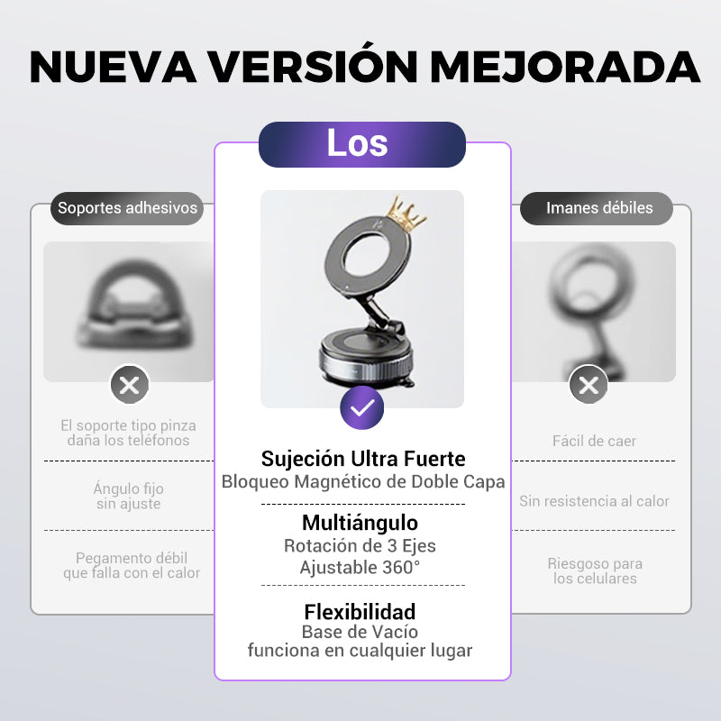🔥Oferta Relámpago🔥 Soporte de Celular para Auto con Succión al Vacío