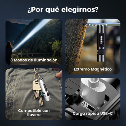 Mini linterna multifuncional de aleación de aluminio