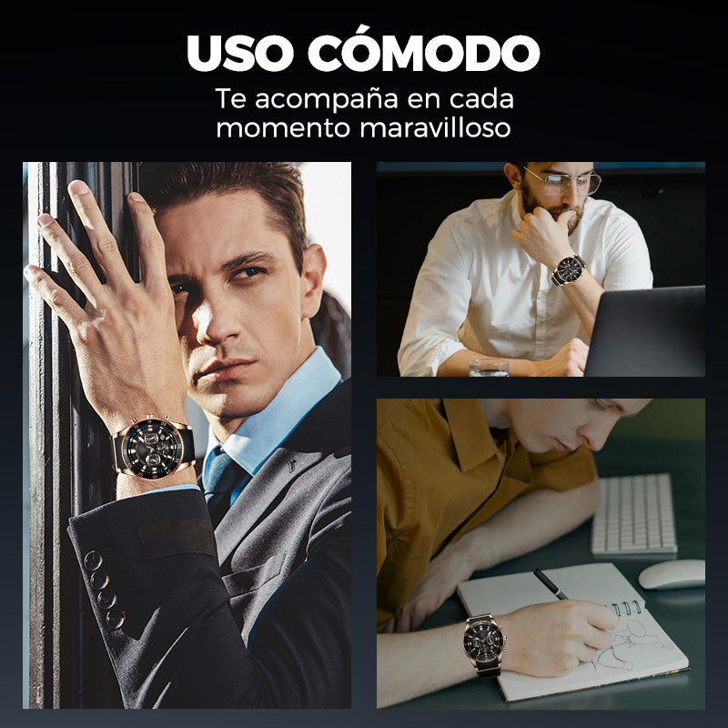 💎Oferta especial por tiempo limitado⌛Reloj Deportivo de Lujo Hombre – Cronógrafo Elegante Negro y Oro
