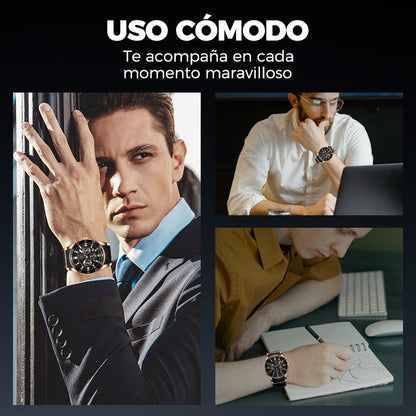 💎Oferta especial por tiempo limitado⌛Reloj Deportivo de Lujo Hombre – Cronógrafo Elegante Negro y Oro