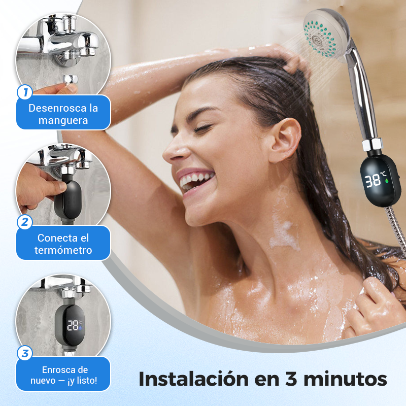 🚿Cabezal de Ducha con Indicador LED - Muestra la Temperatura del Agua