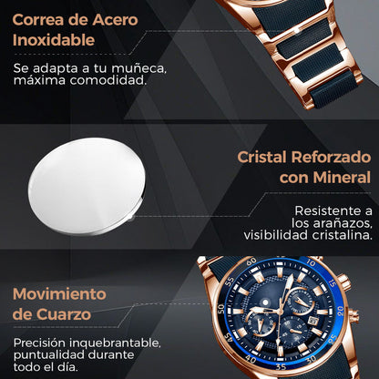 💎Oferta especial por tiempo limitado⌛Reloj Deportivo de Lujo Hombre – Cronógrafo Elegante Negro y Oro