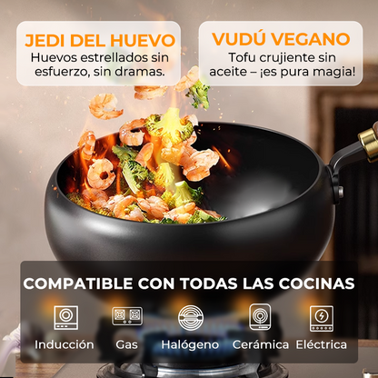 🔥 Sartén Wok Artesanal de Hierro Fundido