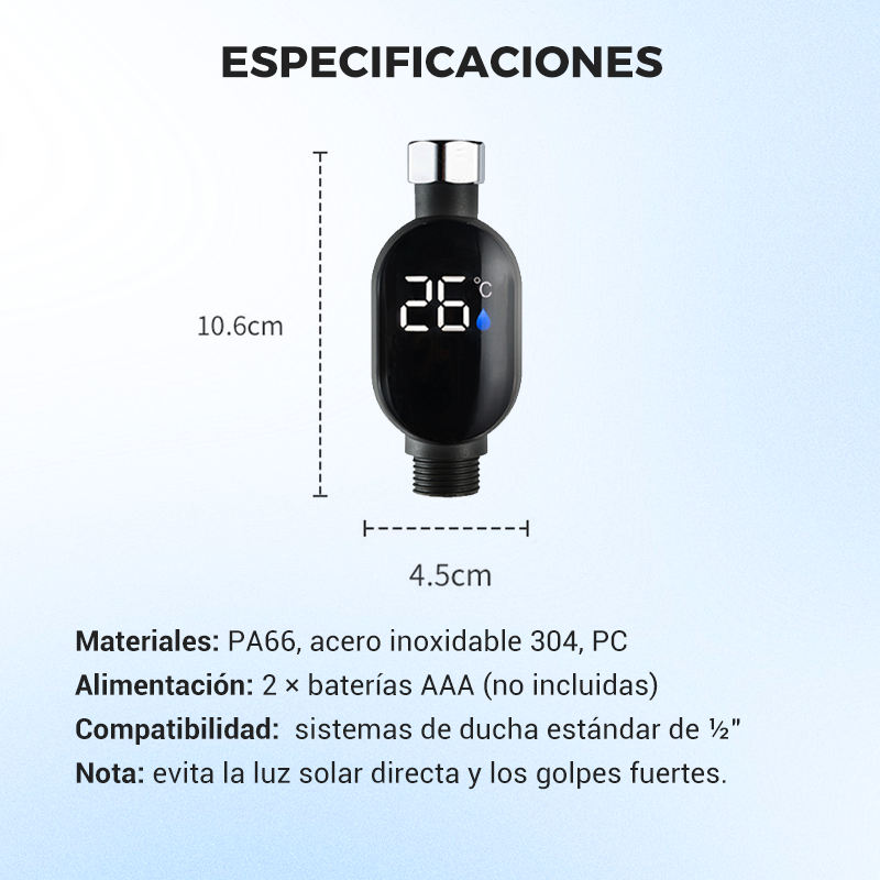 🚿Cabezal de Ducha con Indicador LED - Muestra la Temperatura del Agua