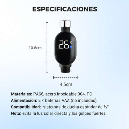 🚿Cabezal de Ducha con Indicador LED - Muestra la Temperatura del Agua