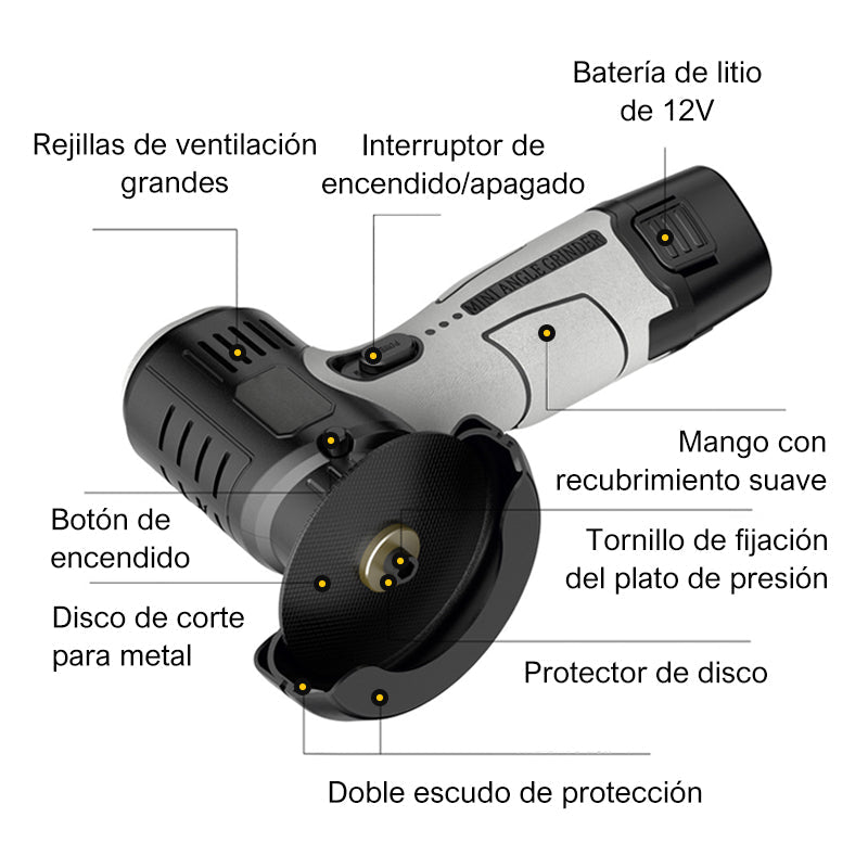 ⏳Especial por tiempo limitado🧰Mini amoladora angular 12V con disco de corte