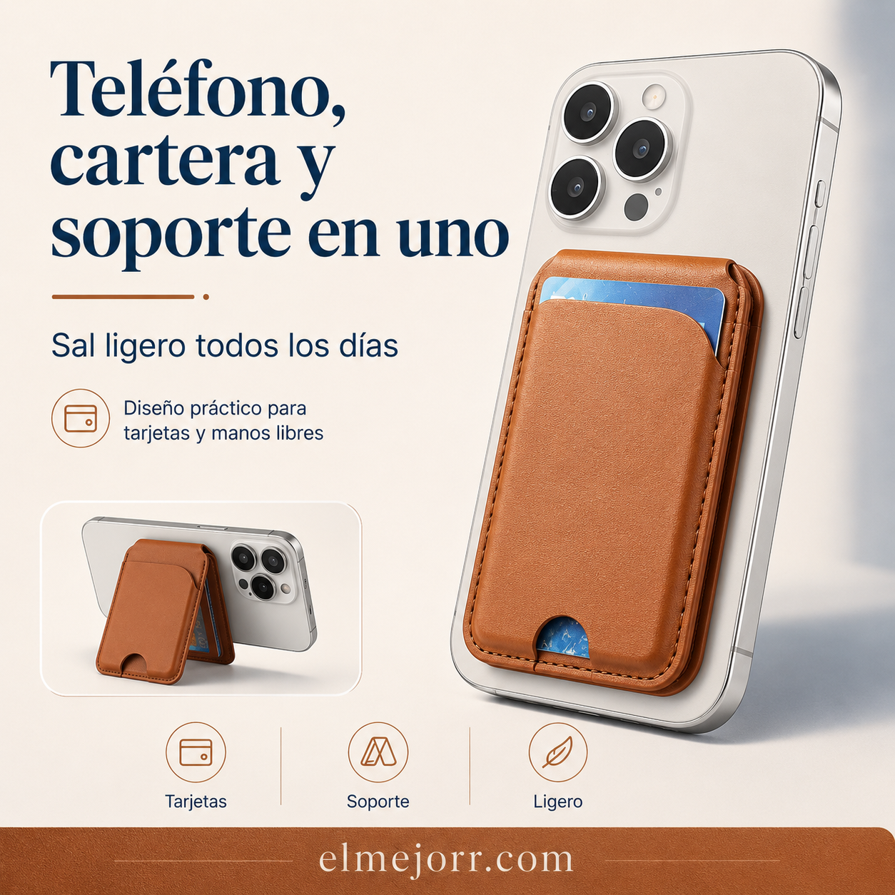 Soporte magnético para teléfono con tarjetero