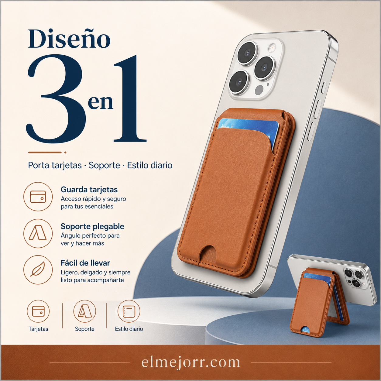 Soporte magnético para teléfono con tarjetero