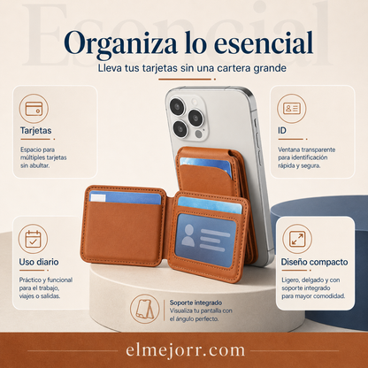 Soporte magnético para teléfono con tarjetero