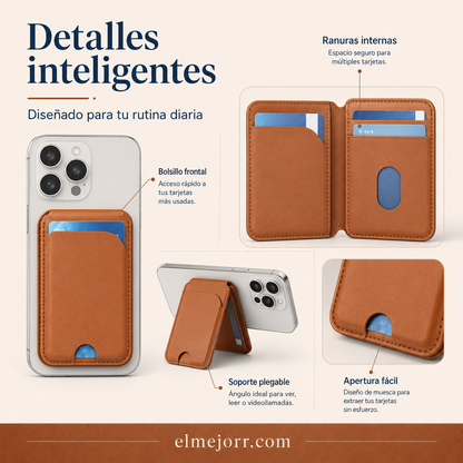 Soporte magnético para teléfono con tarjetero