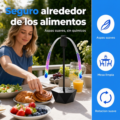 🍽️🛡️ Ahuyentador Moscas Portátil – Sin Químicos, Brazos Retráctiles y Perfecto para Picnics y Barbacoas 🍖🌿