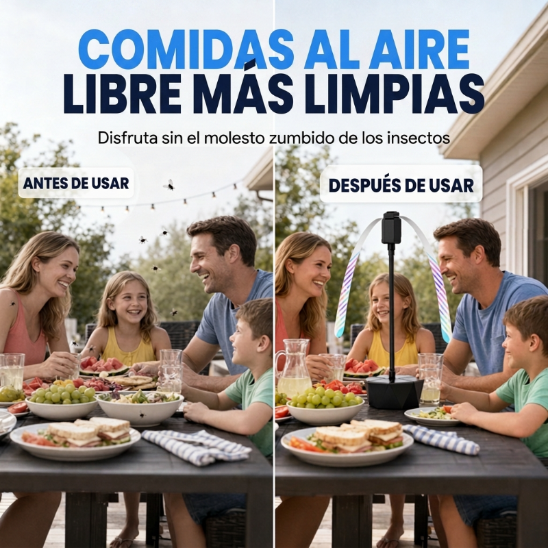 🍽️🛡️ Ahuyentador Moscas Portátil – Sin Químicos, Brazos Retráctiles y Perfecto para Picnics y Barbacoas 🍖🌿