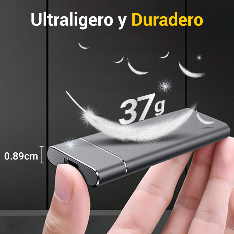 Disco duro externo portátil. Plug and play para Windows, PC y Mac.