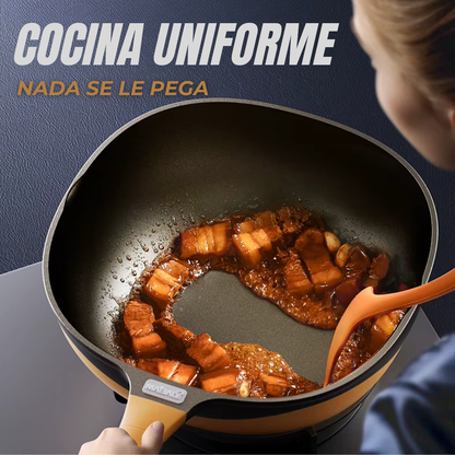 Sartén antiadherente de aleación de titanio con tapa