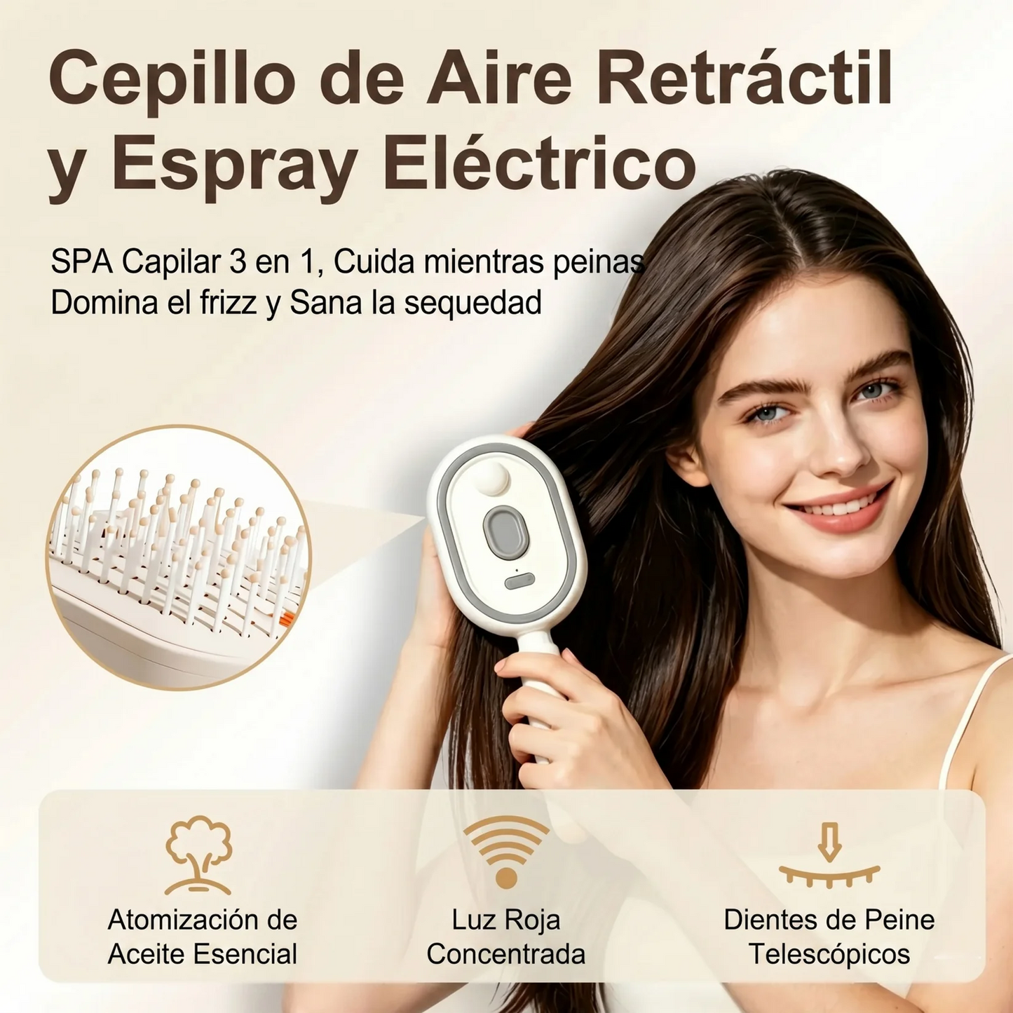 Peine de masaje multifunción con vaporizador