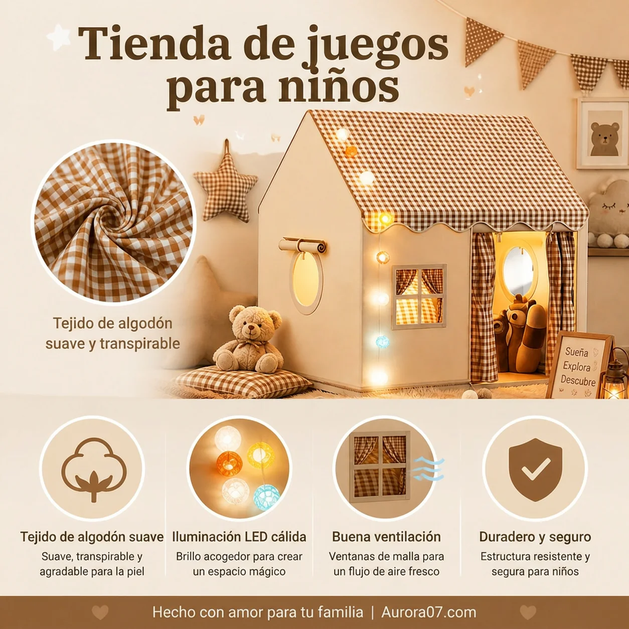 🏆 Último día 49% de descuento 🏠 Castillo de tiendas de juegos para niños ✨