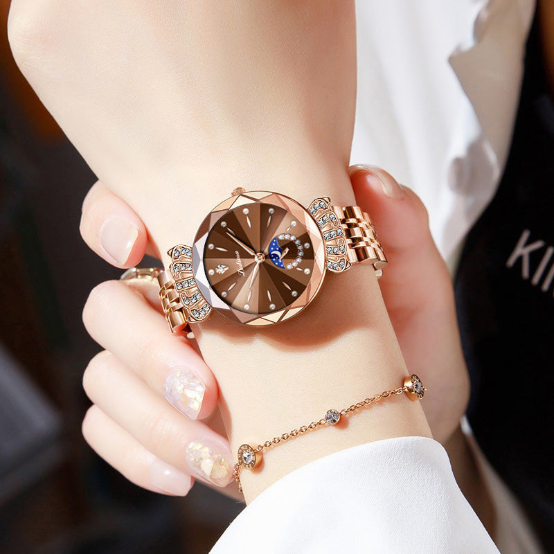 🎀Nuevo para 2026 60% de descuento🎀Reloj estrella lunar de diamantes de moda para mujer