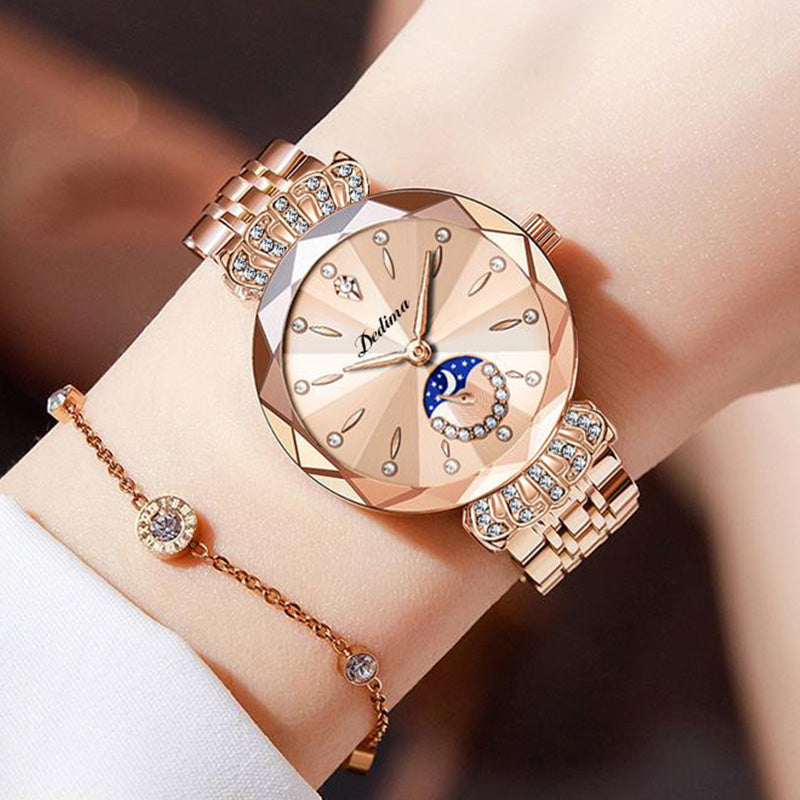 🎀Nuevo para 2026 60% de descuento🎀Reloj estrella lunar de diamantes de moda para mujer
