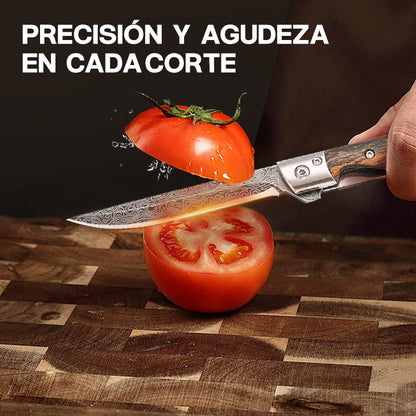 🔥🗡️Cuchillo plegable con mango de madera para trabajo, senderismo y acampada.⛺