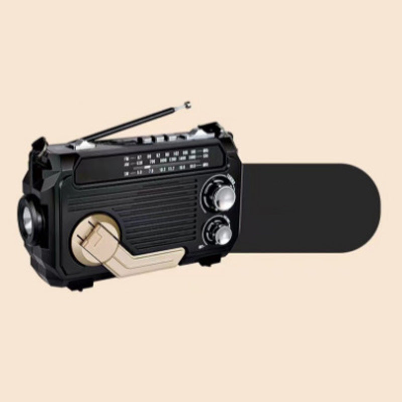 Radio portátil multifunción con manivela y linterna