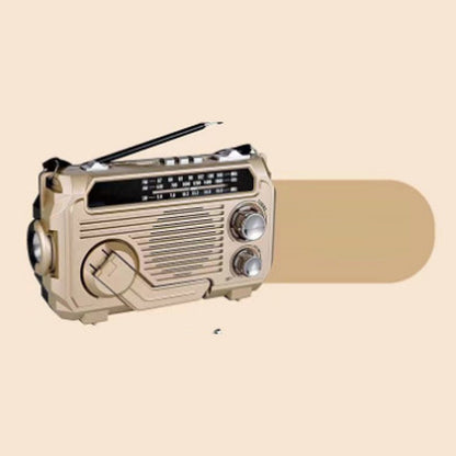 Radio portátil multifunción con manivela y linterna