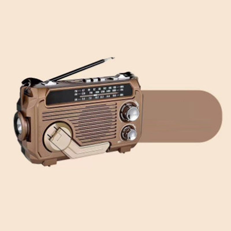 Radio portátil multifunción con manivela y linterna