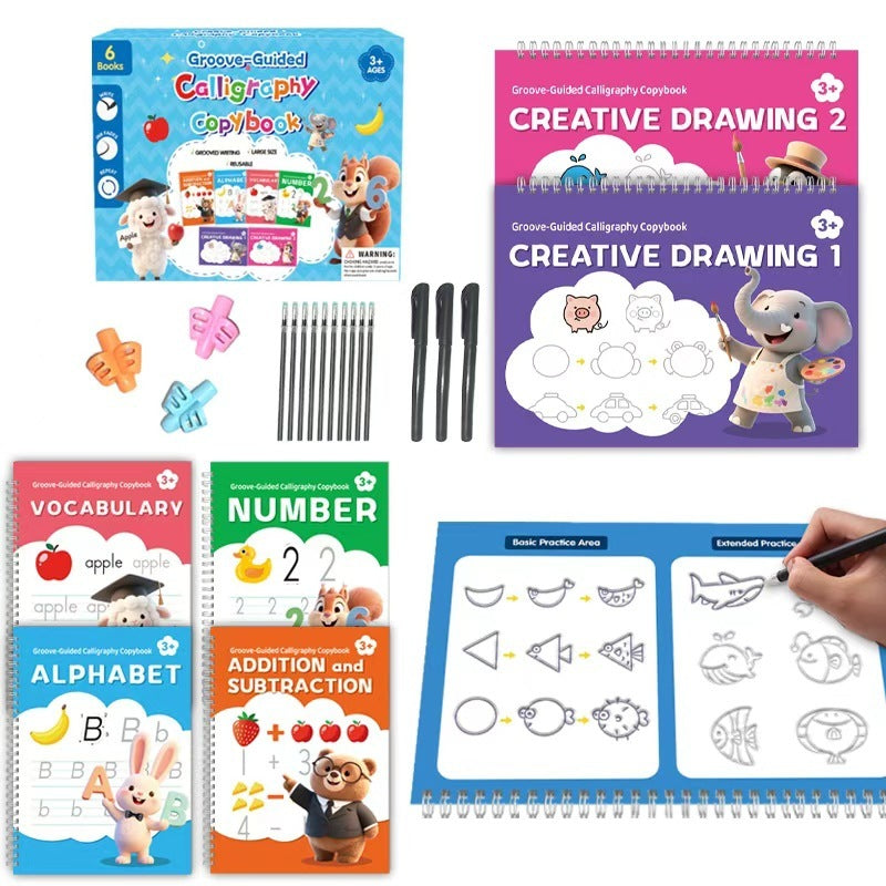 ✏️✨ Cuaderno de Caligrafía para Niños – Reutilizable con Tinta que Desaparece, Practica Escribir sin Gastar Hojas 🎒📚