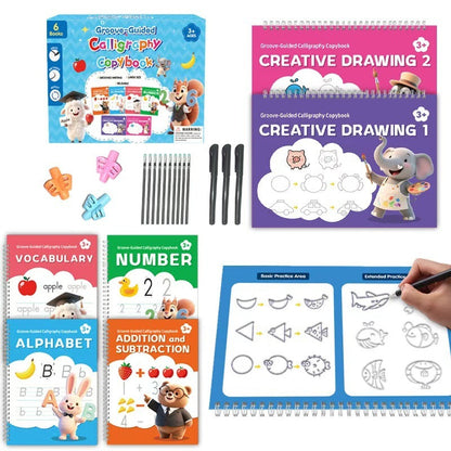 ✏️✨ Cuaderno de Caligrafía para Niños – Reutilizable con Tinta que Desaparece, Practica Escribir sin Gastar Hojas 🎒📚