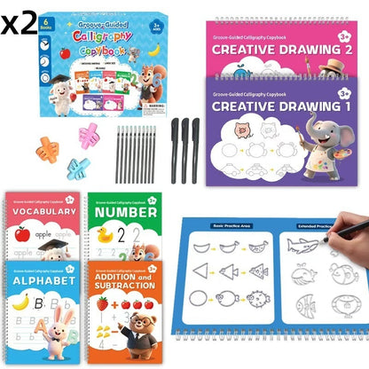 ✏️✨ Cuaderno de Caligrafía para Niños – Reutilizable con Tinta que Desaparece, Practica Escribir sin Gastar Hojas 🎒📚